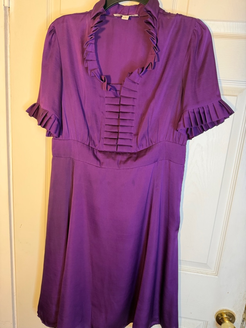 Alvin Valley Purple Ruffle-Front Midi Dress 10